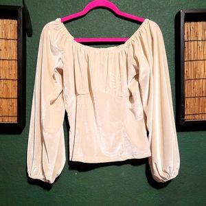 Velvet cream colored peasant top